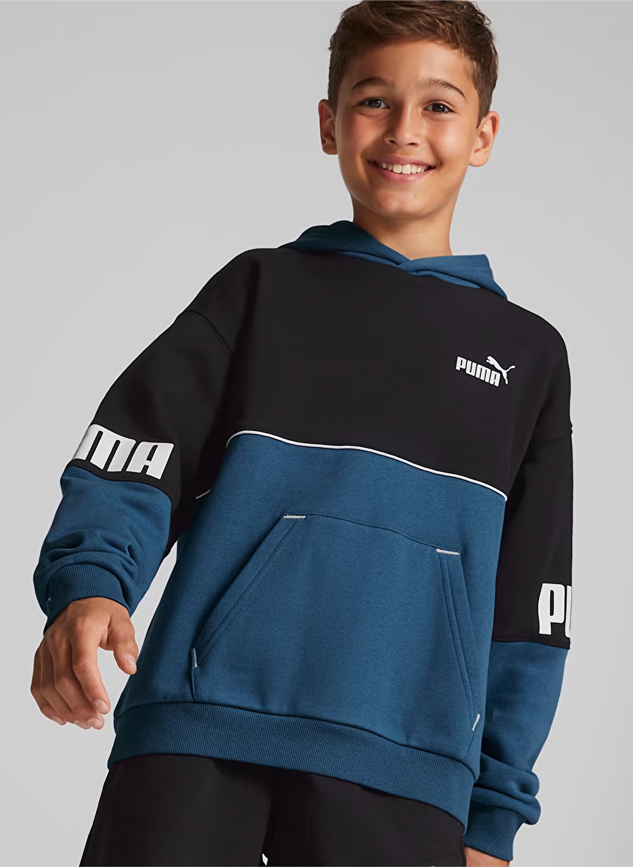 Puma Mavi Erkek Çocuk Sweatshirt 67009817 Puma Power Colorblock Hood