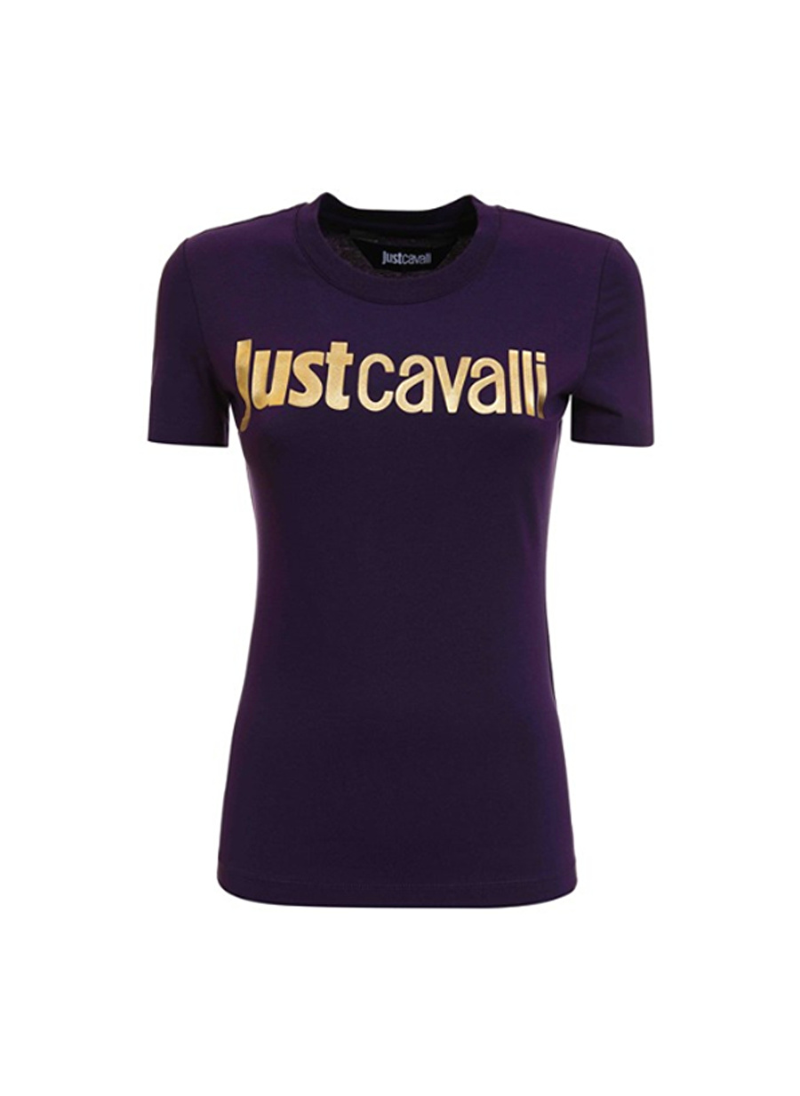 Just Cavalli Bisiklet Yaka Baskılı Siyah Kadın T-Shirt 75PAHT00