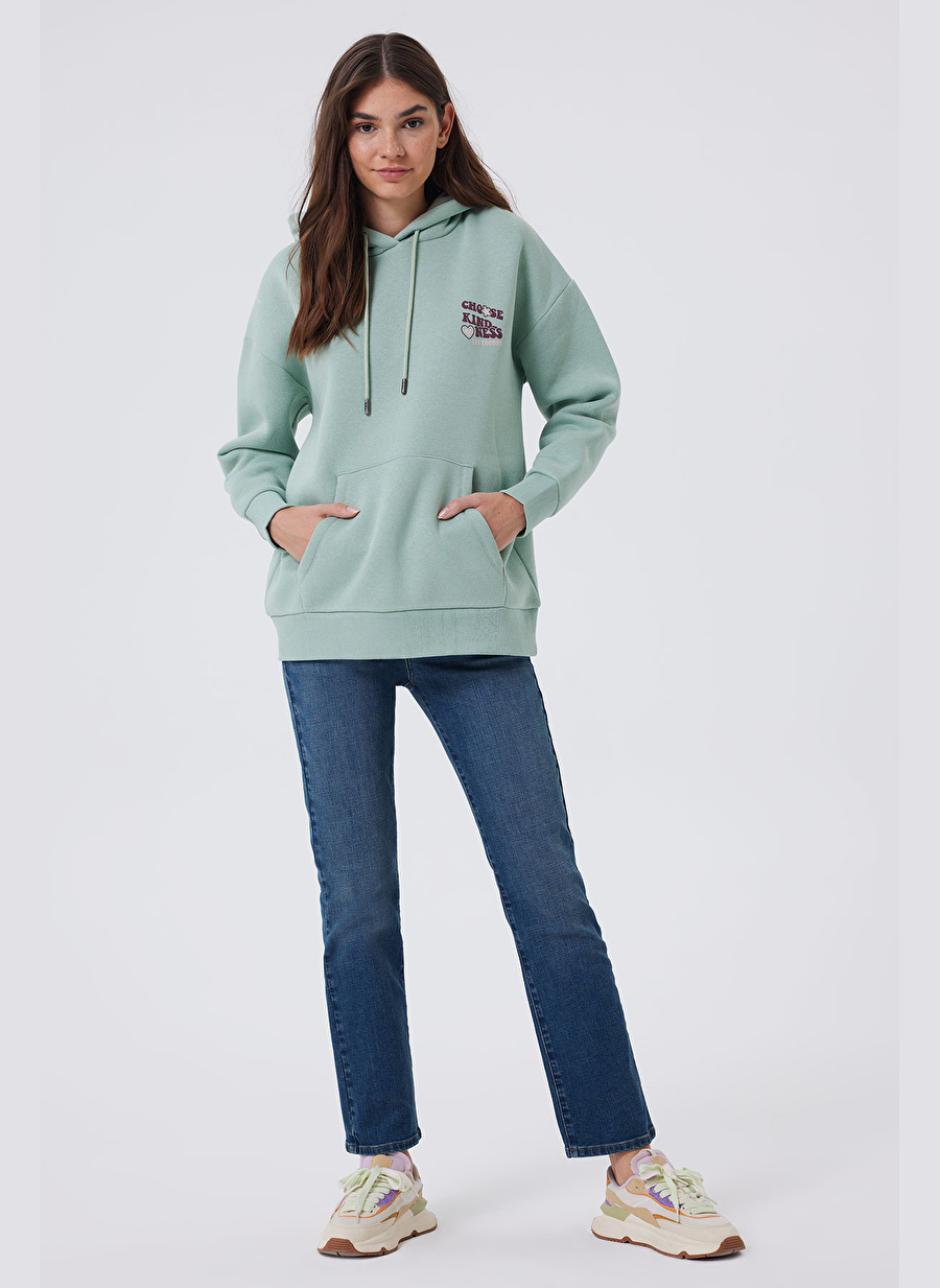 Lee Cooper Kapüşon Yaka Mint Kadın Sweatshırt 241 LCF 241003 KINDY MINT