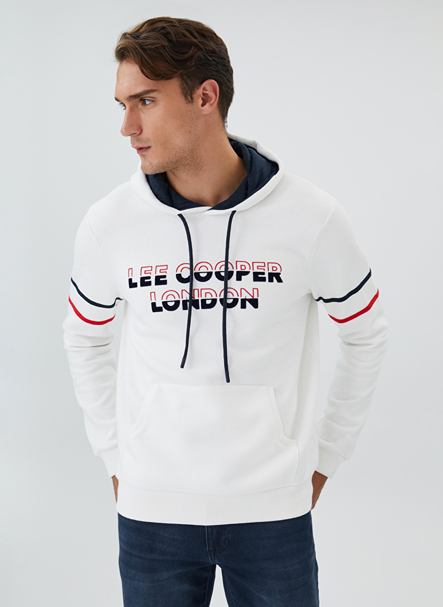 Lee Cooper Kapüşon Yaka Beyaz Erkek Sweatshırt 241 LCM 241004 ATHEL BEYAZ_1