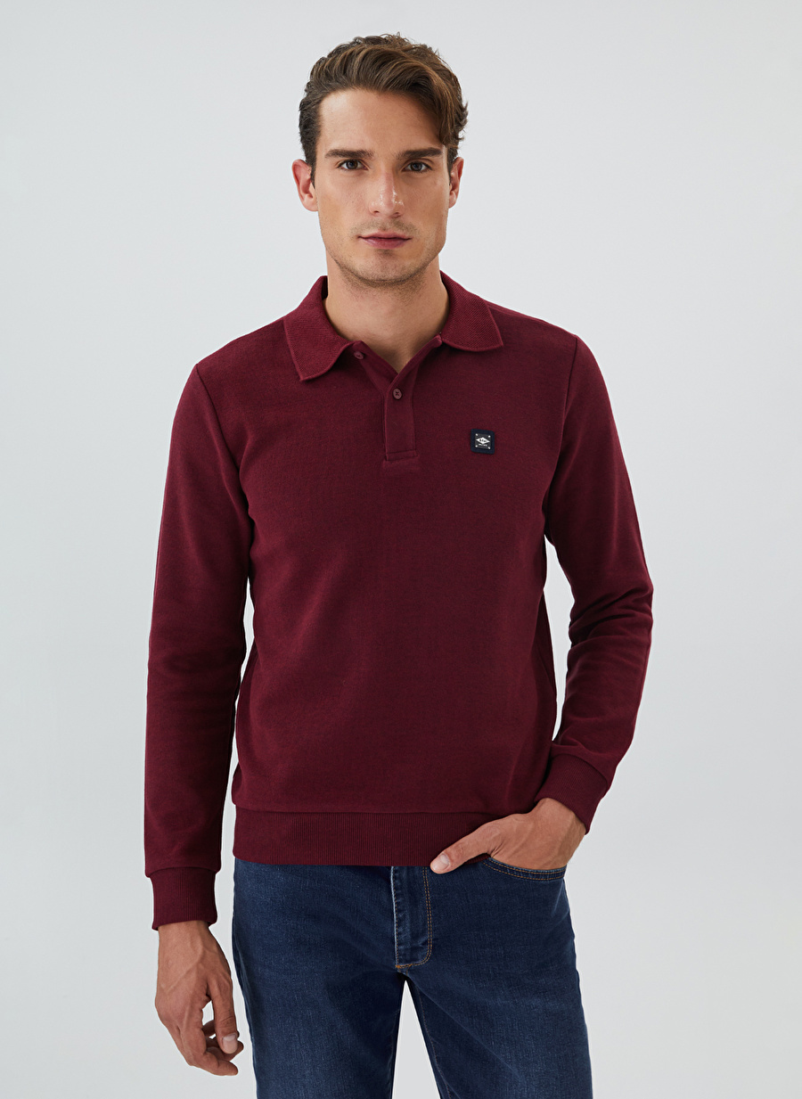 Lee Cooper Polo Yaka Bordo Erkek Sweatshırt 241 LCM 241014 NEWBLEND BORDO_1