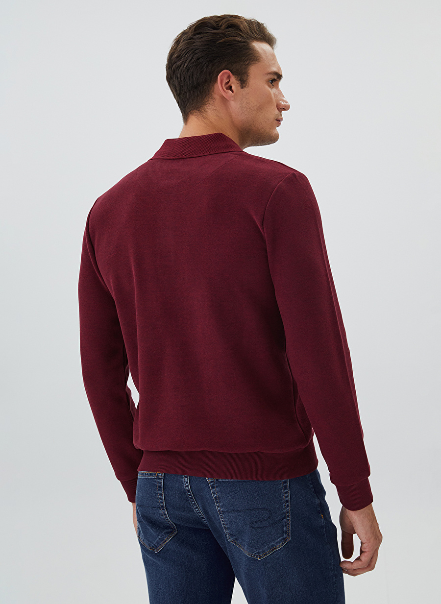 Lee Cooper Polo Yaka Bordo Erkek Sweatshırt 241 LCM 241014 NEWBLEND BORDO_3