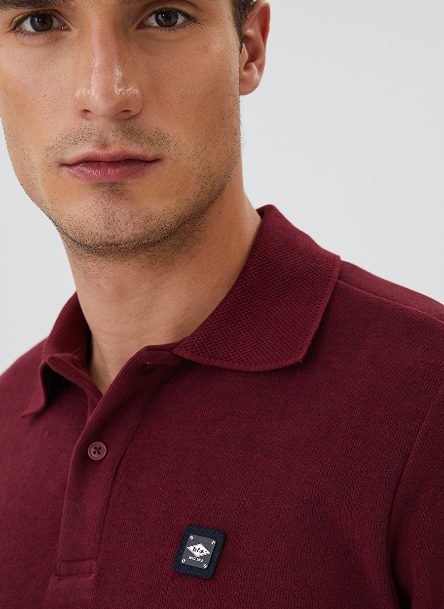 Lee Cooper Polo Yaka Bordo Erkek Sweatshırt 241 LCM 241014 NEWBLEND BORDO