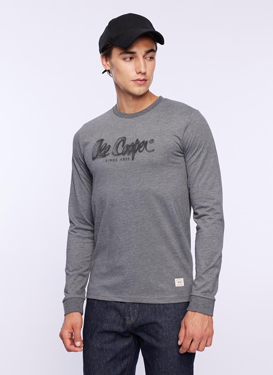 Lee Cooper O Yaka Antrasit Melanj Erkek T-Shirt 241 LCM 242002 ZAYNE ANTRASIT MELAN_1