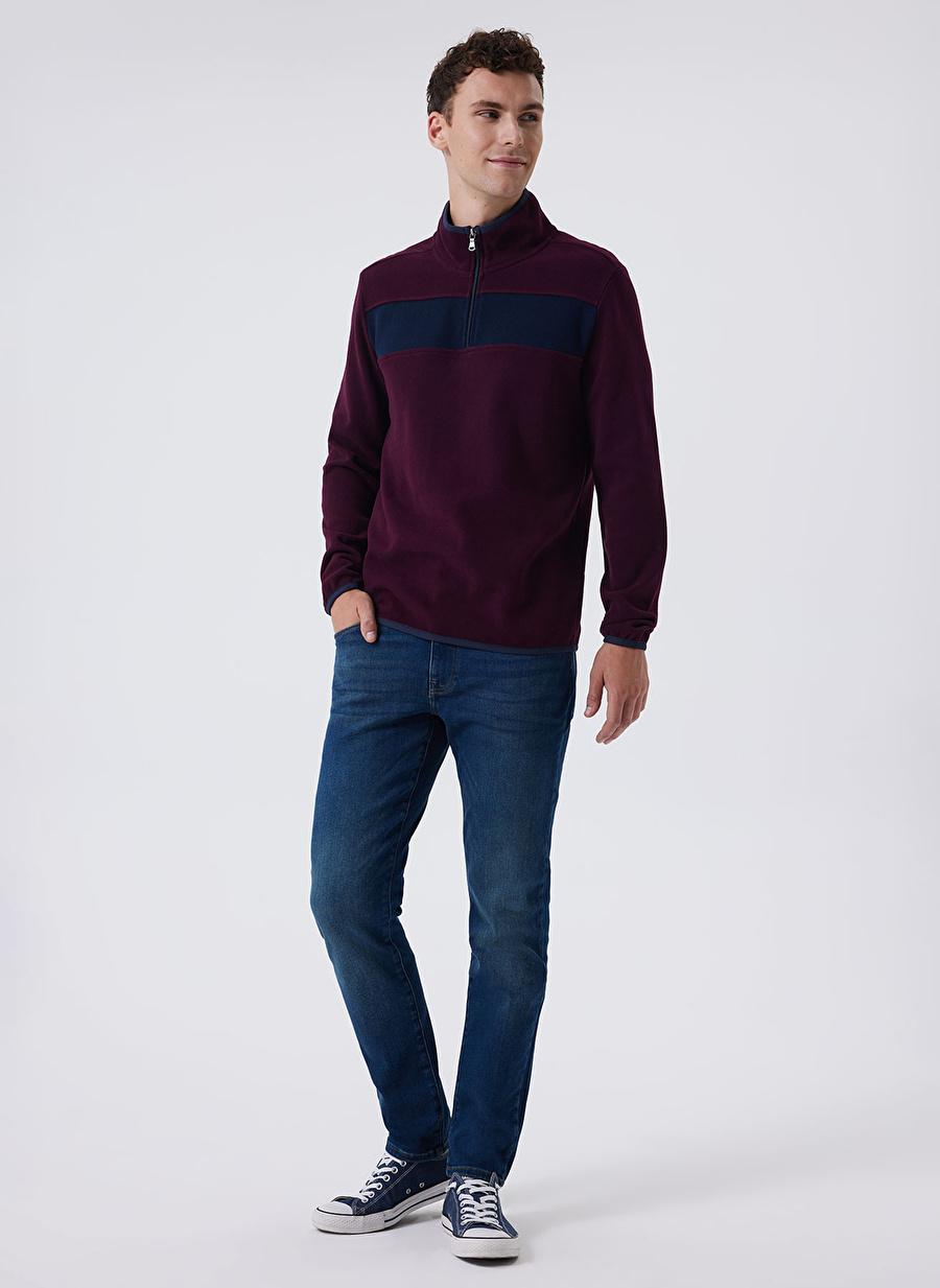 Lee Cooper Dik Yaka Bordo Erkek Sweatshırt 241 LCM 241067 POYS BORDO