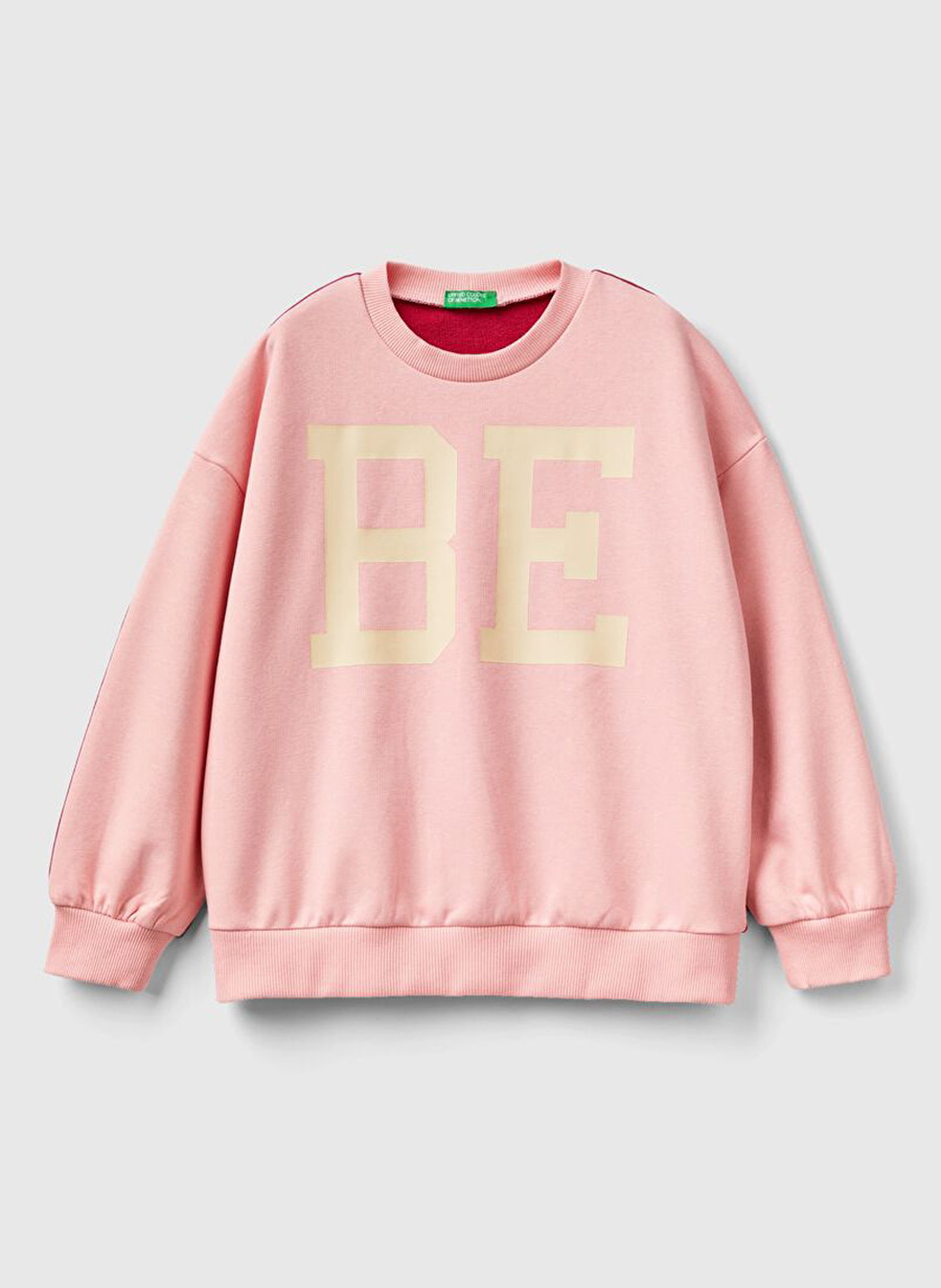 Benetton Kız Çocuk Pembe Sweatshırt 32N4C10DU