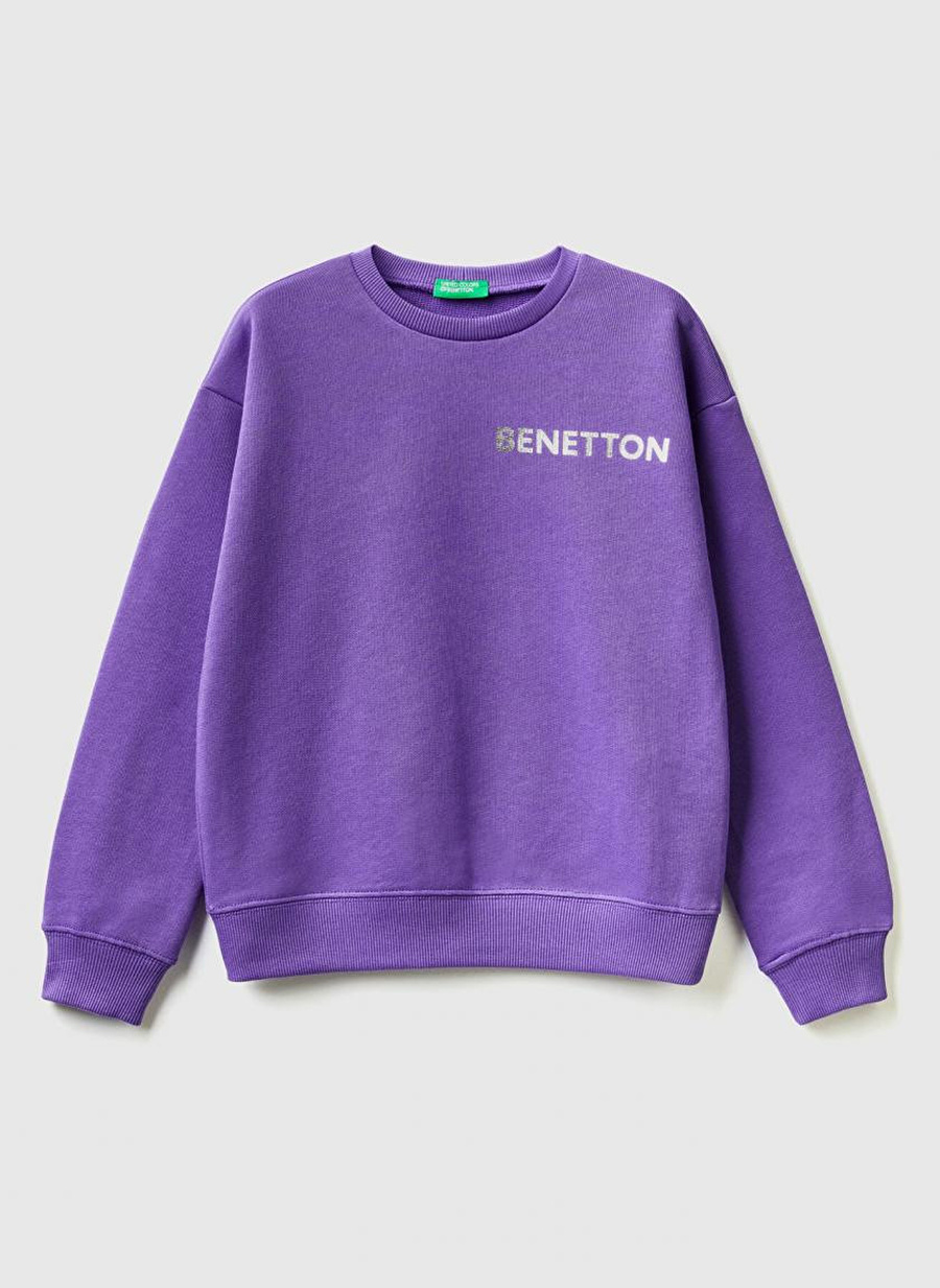 Benetton Mor Kız Çocuk Sweatshirt 3J68C10D0