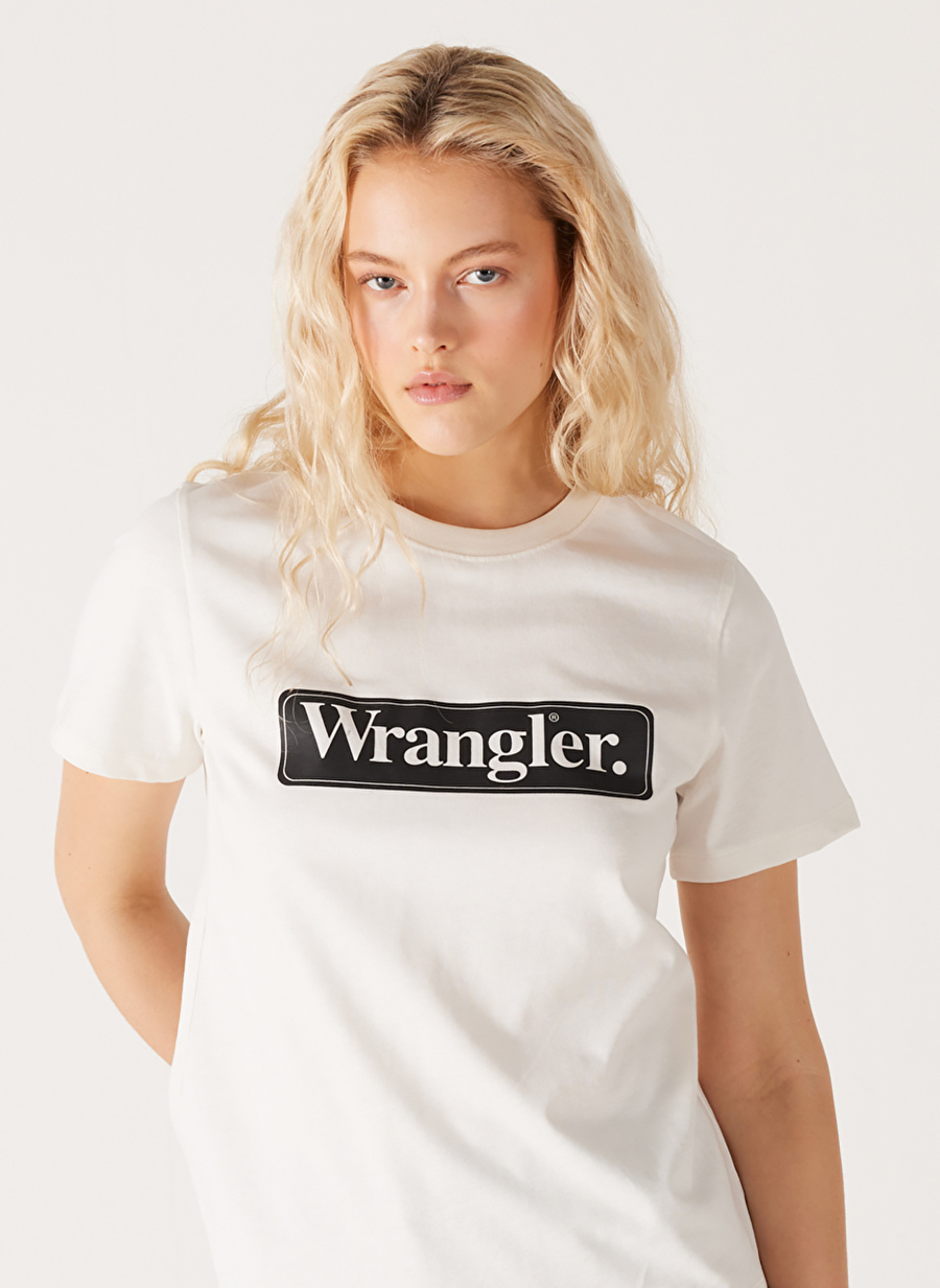 Wrangler Bisiklet Yaka Beyaz Kadın T-Shirt W7N4EEW04-Beyaz