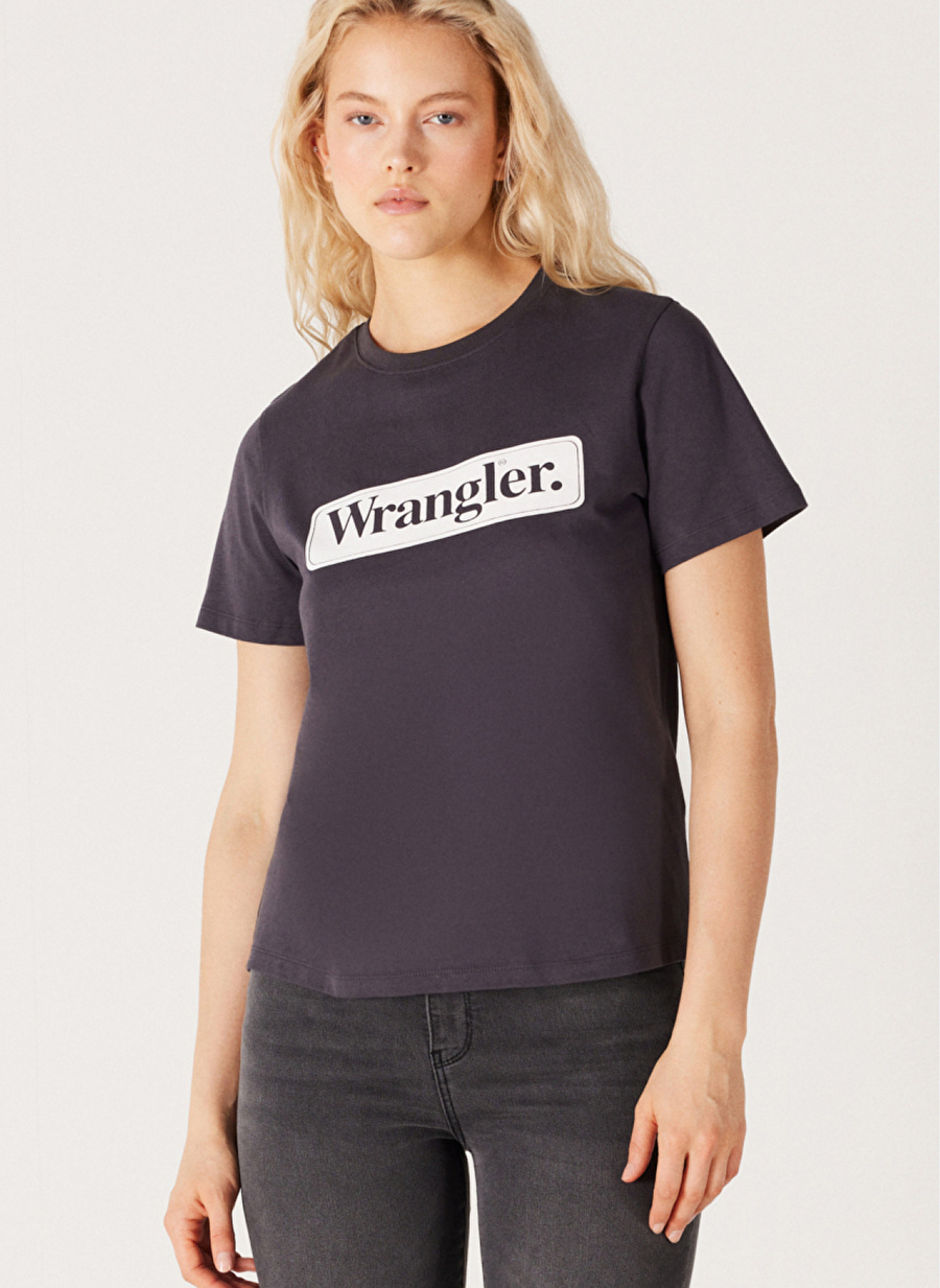 Wrangler Bisiklet Yaka Siyah Kadın T-Shirt W7N4EEXV6-Siyah