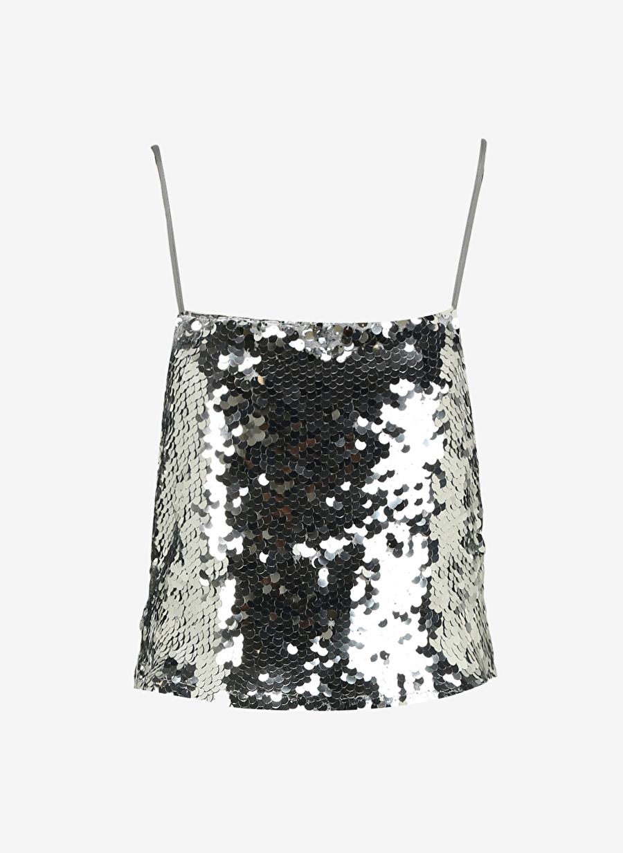 JJXX Payetli Gümüş Kadın Büstiyer JXAVA SEQUIN STRAP CROP TOP WVN