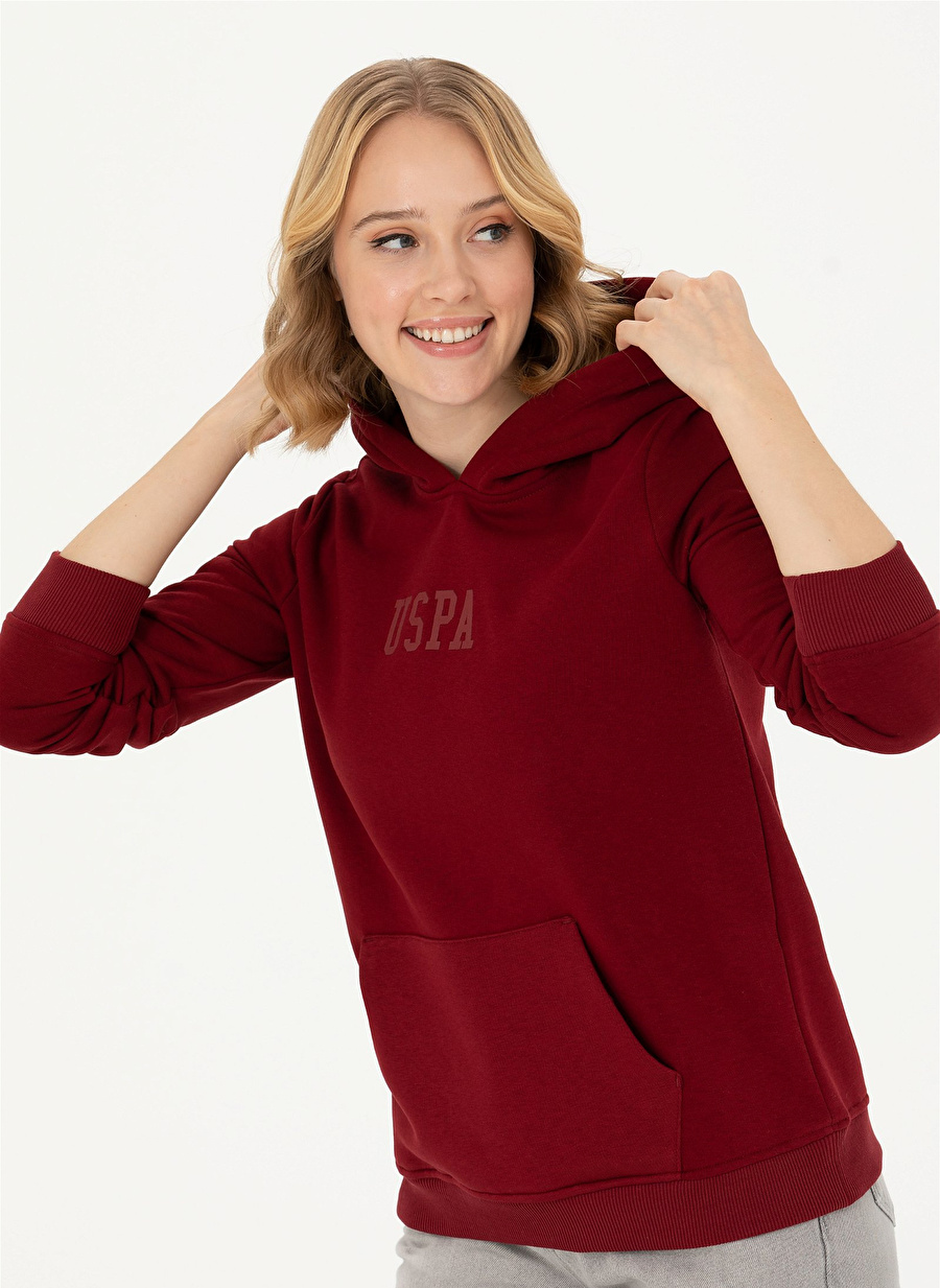 U.S. Polo Assn. Kapüşon Yaka Bordo Kadın Sweatshırt GIZMO-SK023