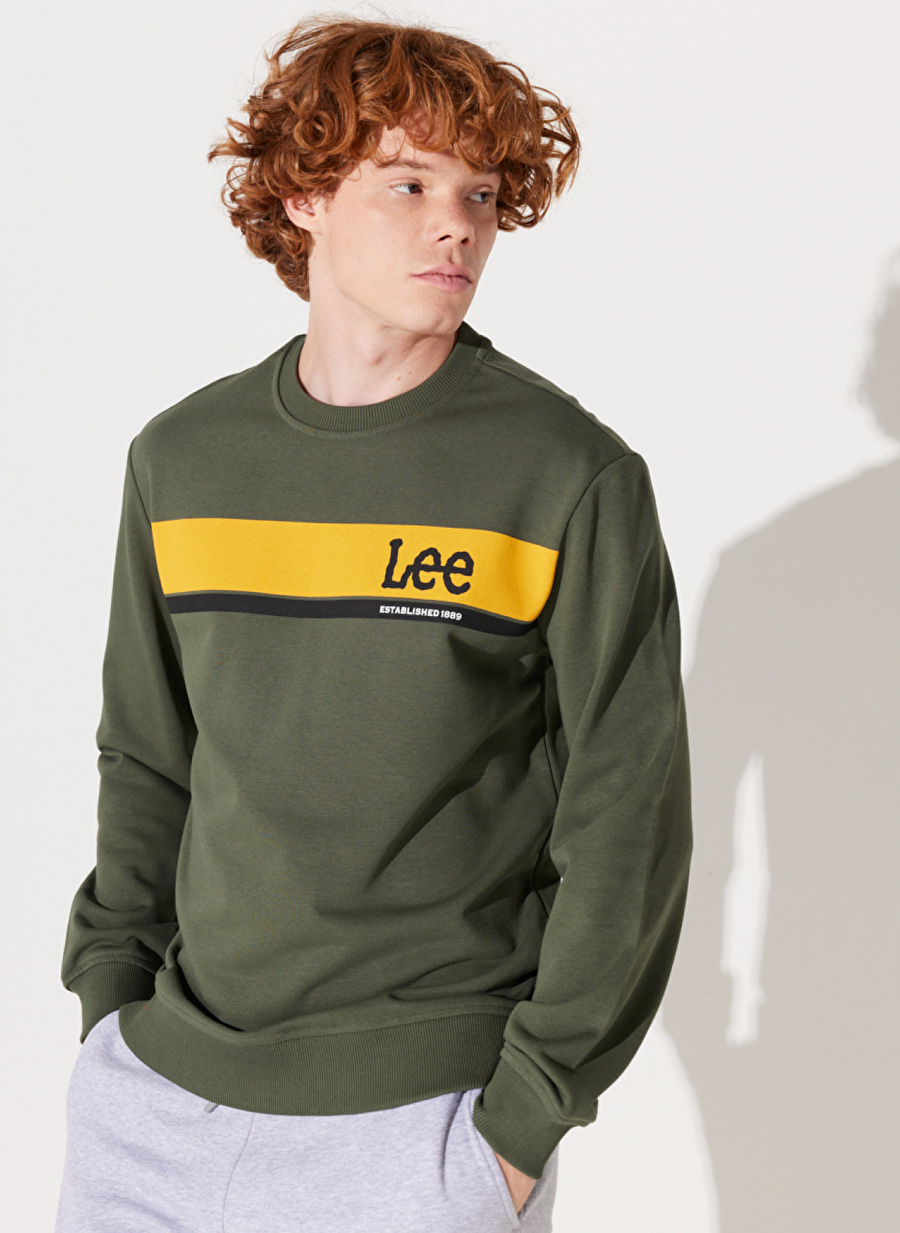 Lee Bisiklet Yaka Haki Erkek Sweatshırt L232501801 Bisiklet Yaka Sweatshirt