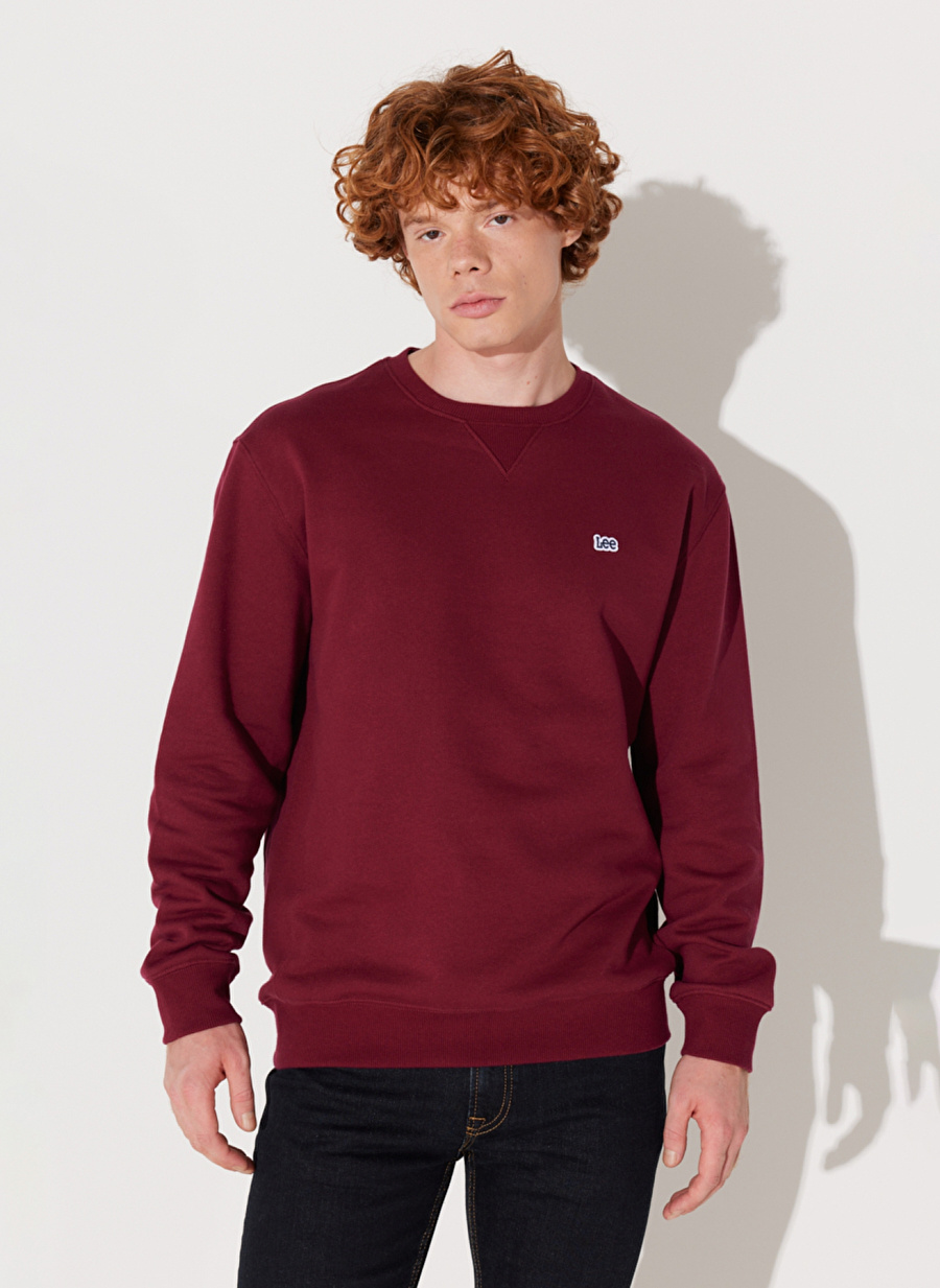 Lee Bisiklet Yaka Bordo Erkek Sweatshırt L81IRYA84 Bisiklet Yaka Sweatshirt