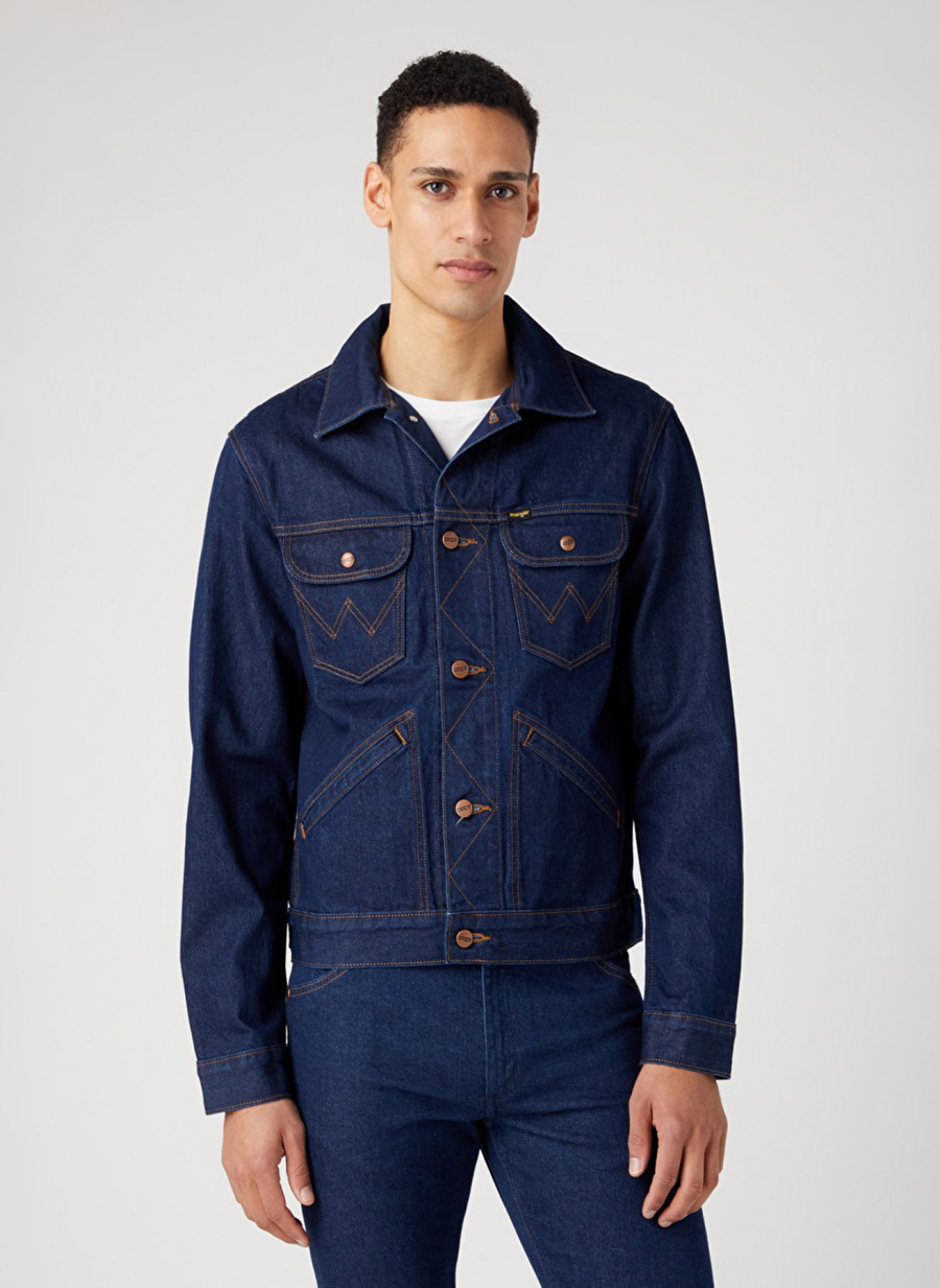 Wrangler Lacivert Erkek Regular Fit Denim Ceket W4MJ73401 124MJ