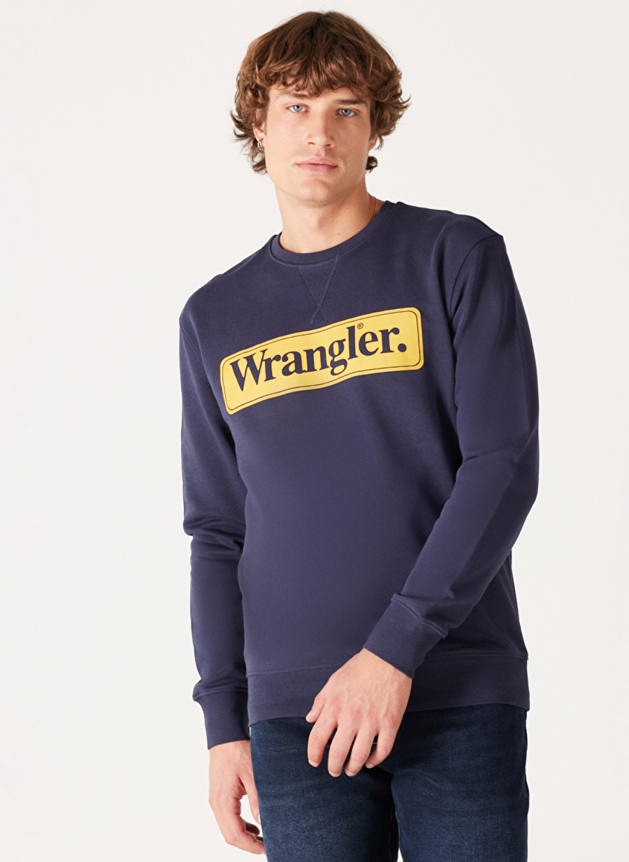 Wrangler Bisiklet Yaka Lacivert Erkek Sweatshırt W6F3I3114 Bisiklet Yaka Sweatshirt