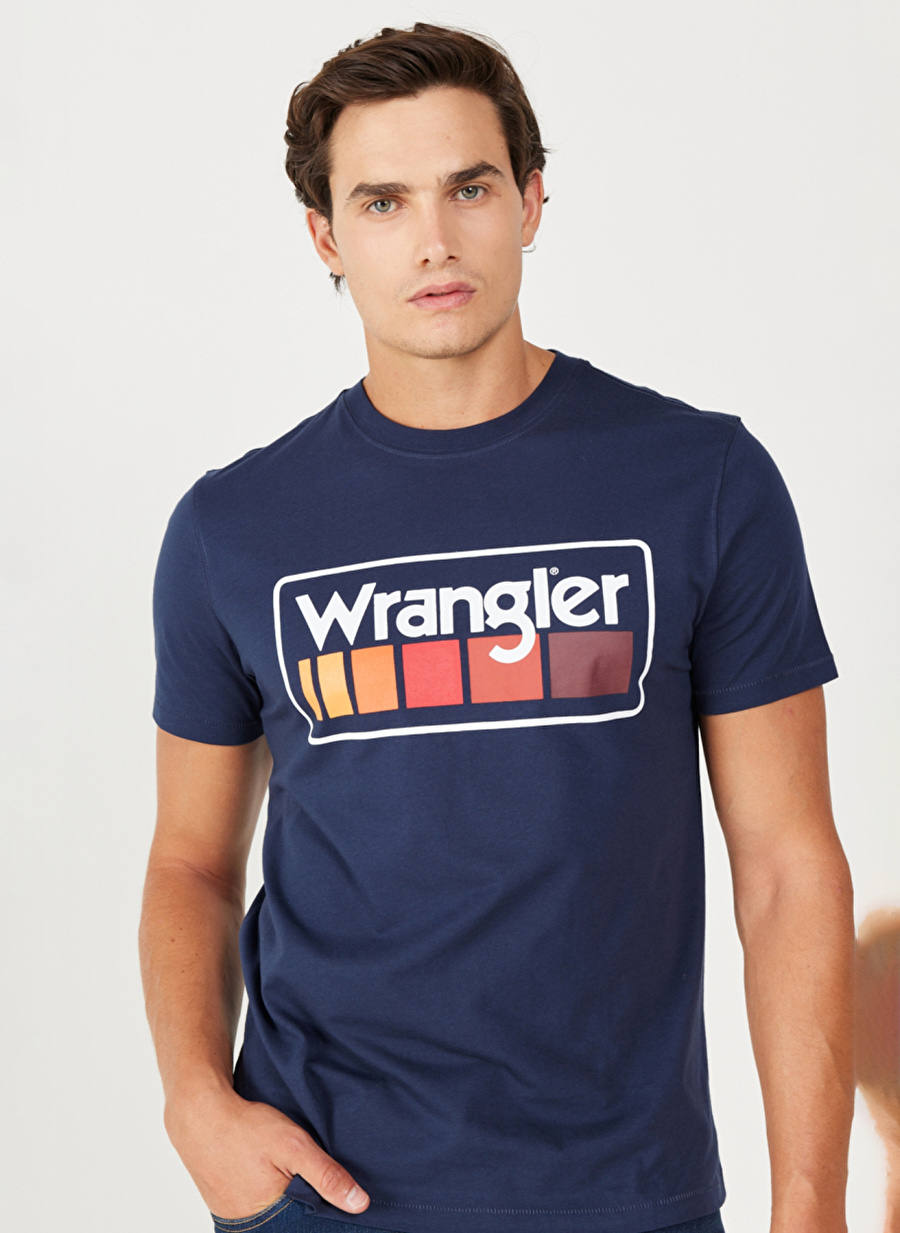 Wrangler Lacivert Erkek T-Shirt W750D3114 Bisiklet Yaka T-shirt