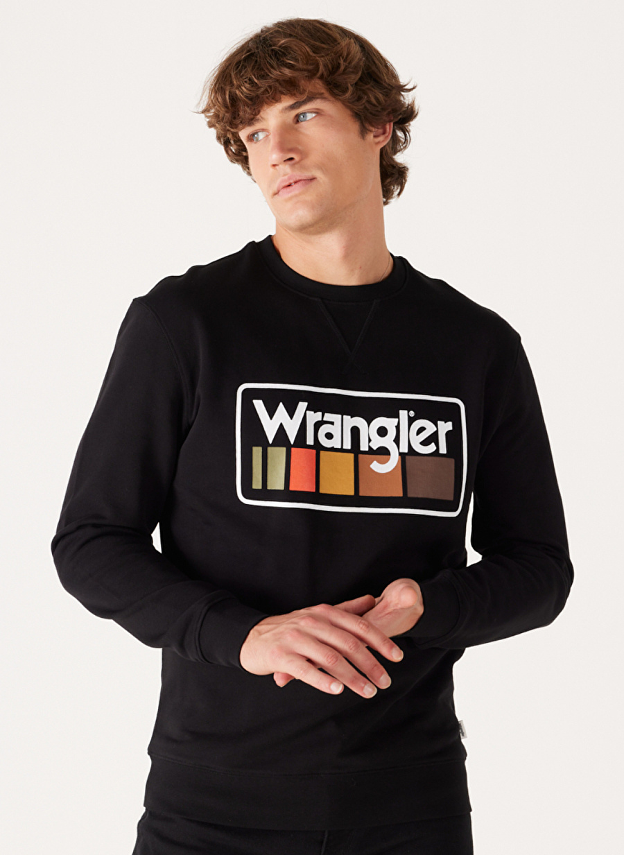 Wrangler Bisiklet Yaka Siyah Erkek Sweatshırt W646H1001 Bisiklet Yaka Sweatshirt