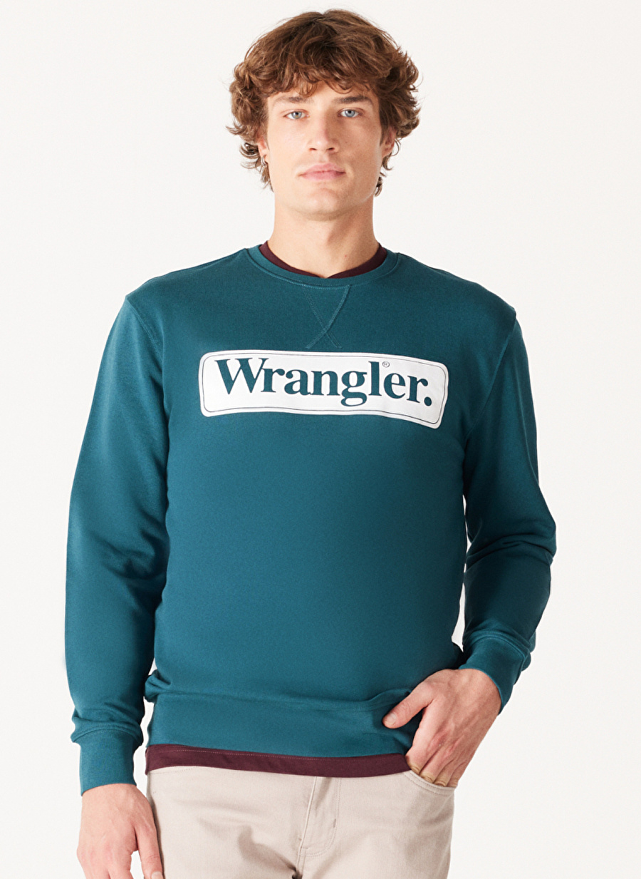 Wrangler Bisiklet Yaka Yeşil Erkek Sweatshırt W6F3I3G03 Bisiklet Yaka Sweatshirt