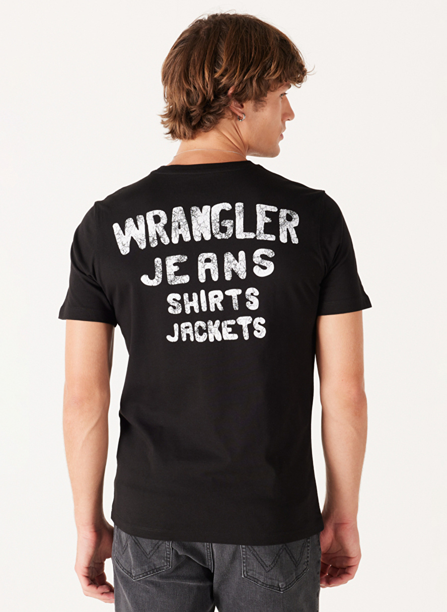 Wrangler Bisiklet Yaka Siyah Erkek T-Shirt W773EE100 Bisiklet Yaka T-shirt