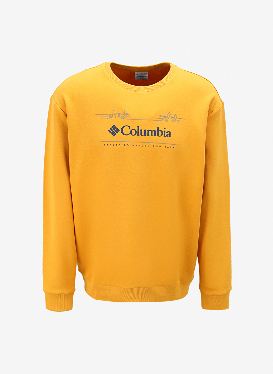 Columbia Koyu Sarı Erkek O Yaka Baskılı Sweatshirt CS0329756_CS0329