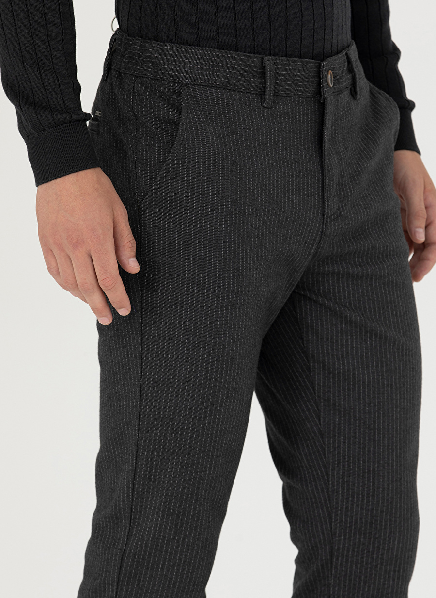 Pierre Cardin Normal Bel Normal Paça Slim Fit Antrasit Erkek Pantolon NEVADA