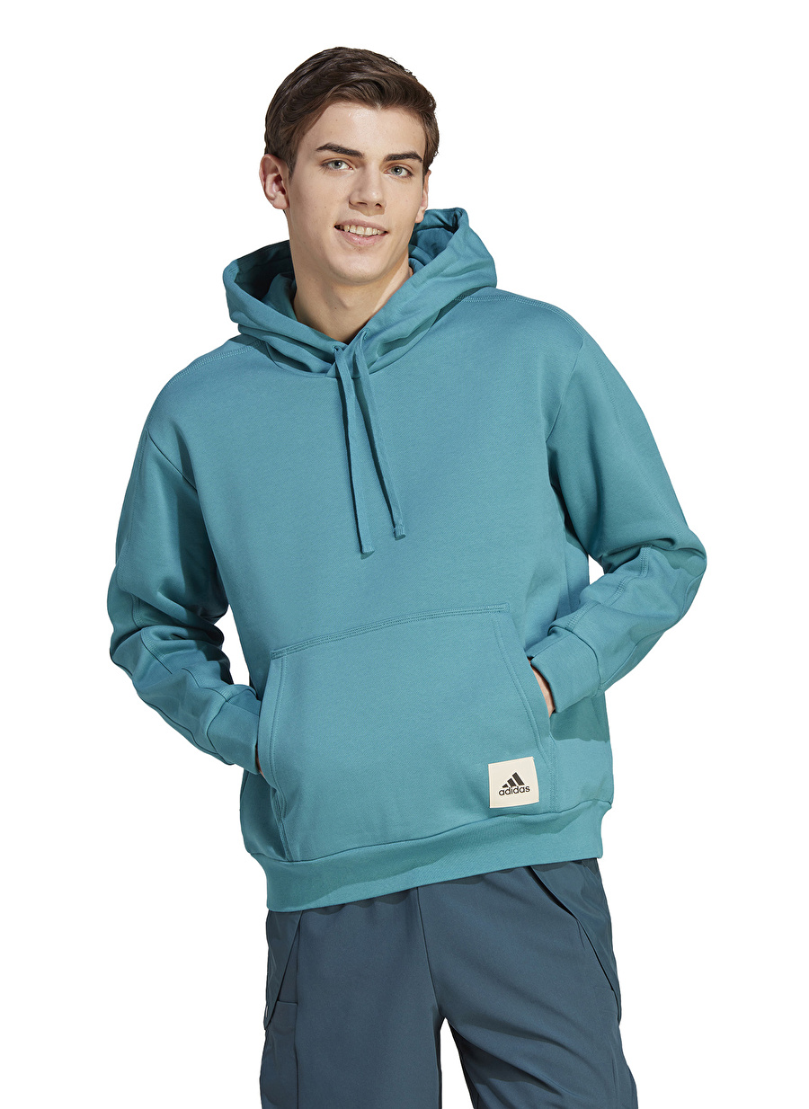 adidas Turkuaz Erkek Kapüşon Yaka Sweatshirt IM0479 M LNG HD FL         ARCFUS