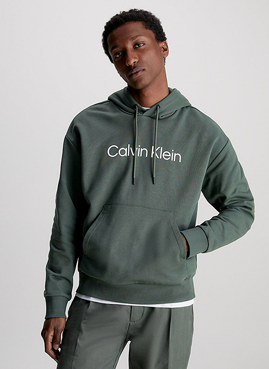 Calvin Klein Kapüşon Yaka Yeşil Erkek Sweatshırt K10K111345LLP