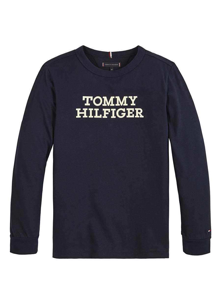 Tommy Hilfiger Lacivert Erkek Çocuk Bisiklet Yaka Uzun Kollu Baskılı T-Shirt KB0KB08554DW5