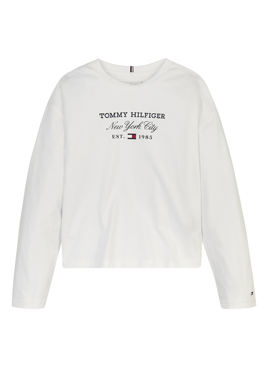 Tommy Hilfiger Baskılı Beyaz Kız Çocuk T-Shirt KG0KG07643YBR