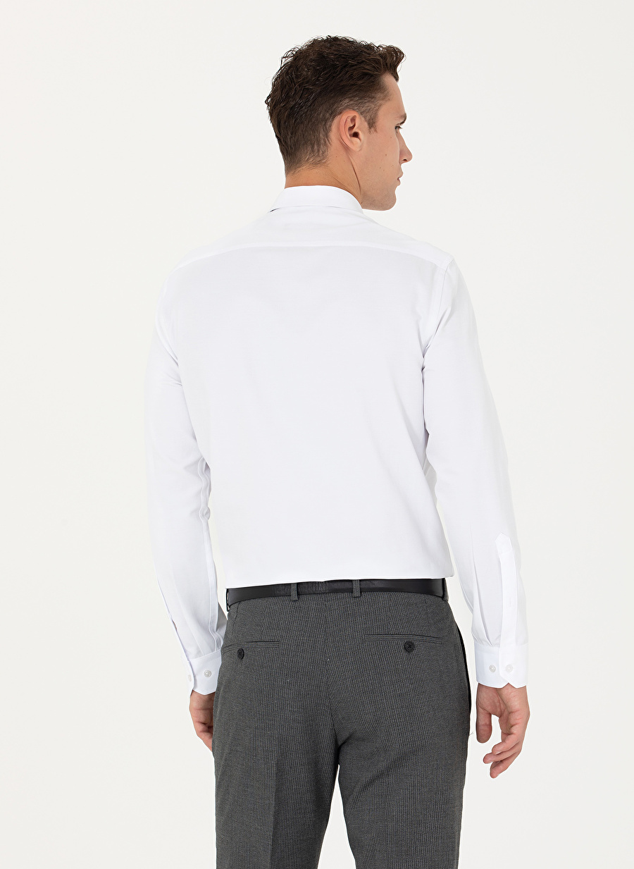 Pierre Cardin Slim Fit Klasik Yaka Düz Beyaz Erkek Gömlek MEDELLIN-3_4