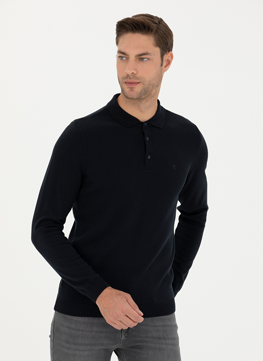 Pierre Cardin Polo Yaka Slim Fit Düz Lacivert Erkek Kazak PORTO_2