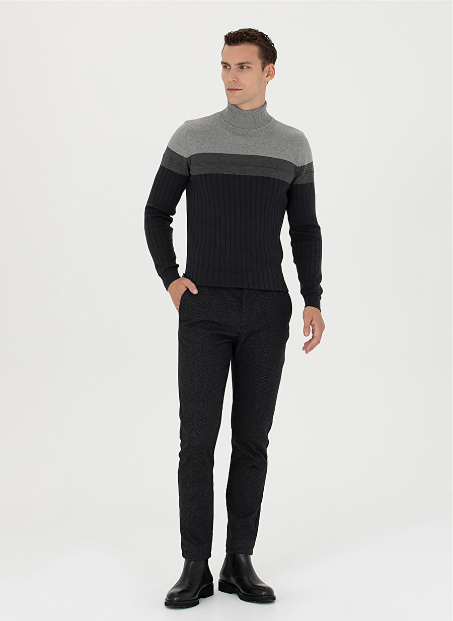 Pierre Cardin Normal Bel Normal Paça Slim Fit Siyah Erkek Pantolon TAUGON