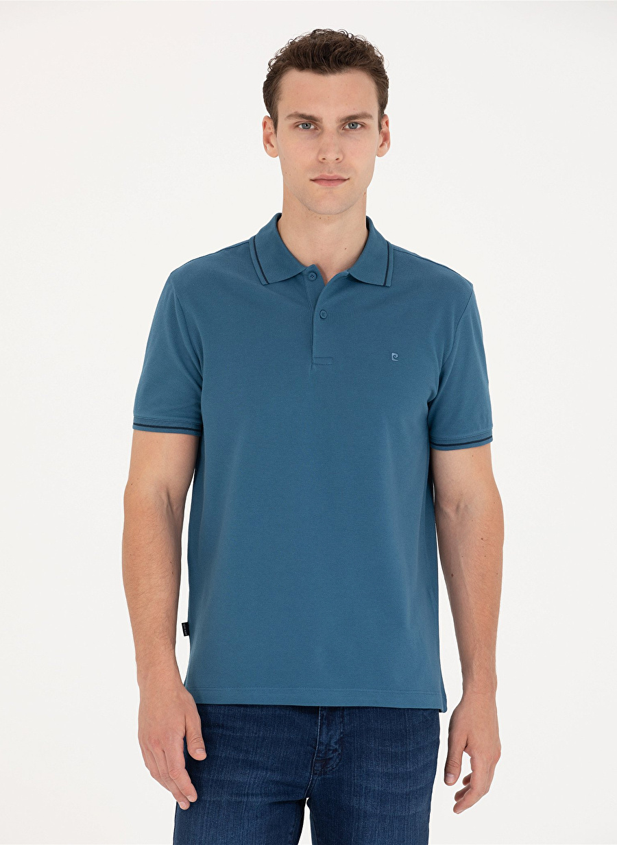 Pierre Cardin Düz İndigo Erkek Polo T-Shirt ALTON-E-S