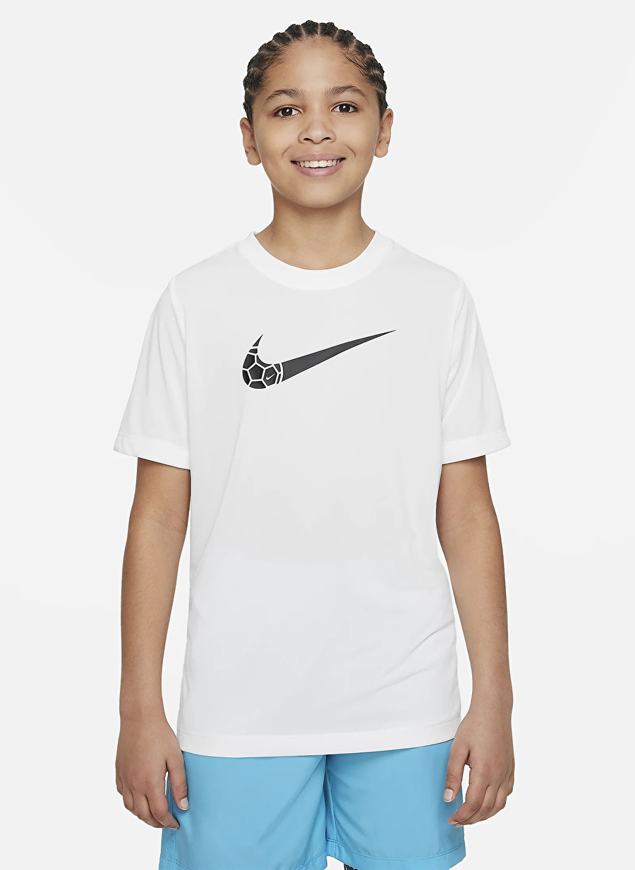 Nike Çocuk Beyaz Bisiklet Yaka T-Shirt FD0842-100 B NK DF TEE FUTBOL