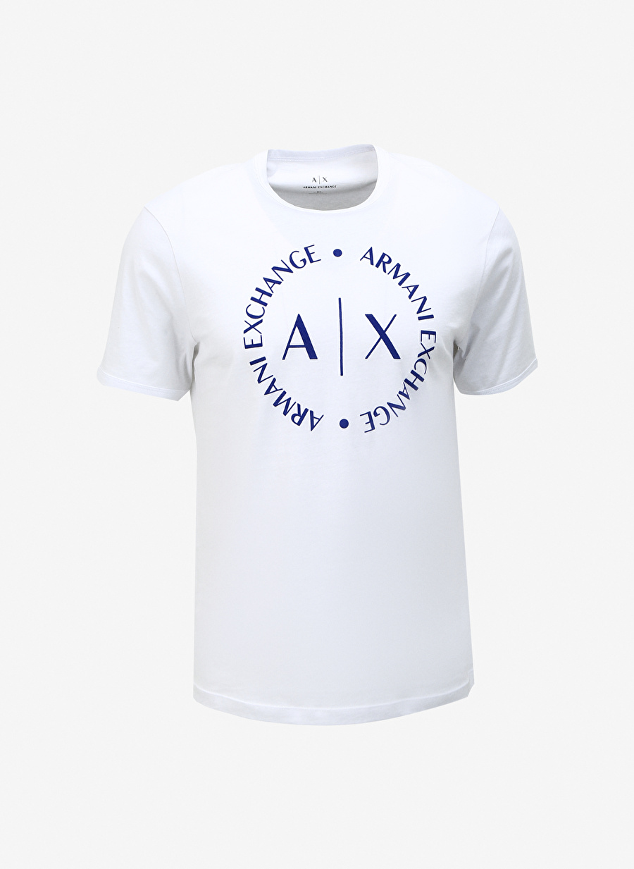 Armani Exchange Bisiklet Yaka Baskılı Beyaz Erkek T-Shirt 8NZTCD 61AB WHITE/NEW ULTRAMARIN