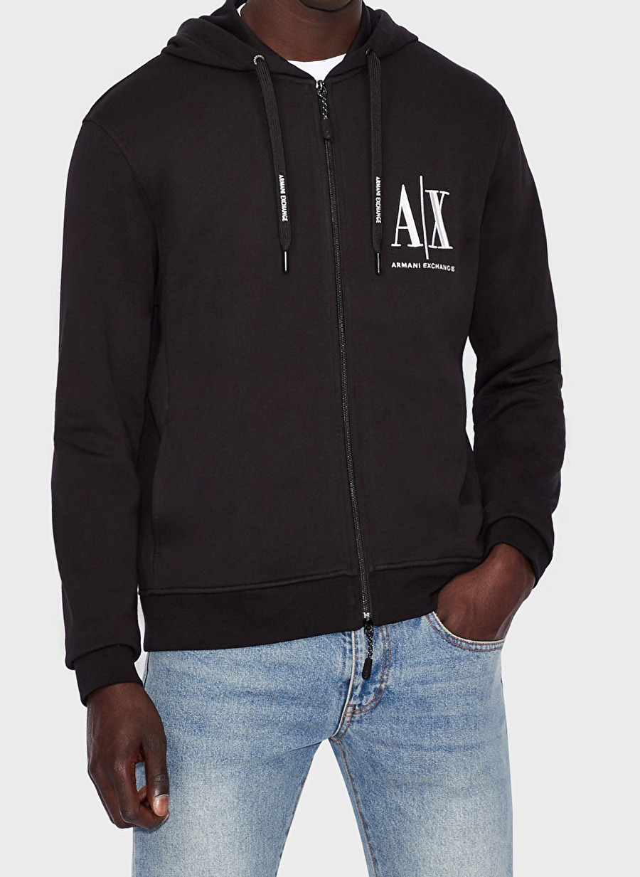 Armani Exchange Kapüşon Yaka Siyah Erkek Sweatshırt 8NZMPP 1200 BLACK