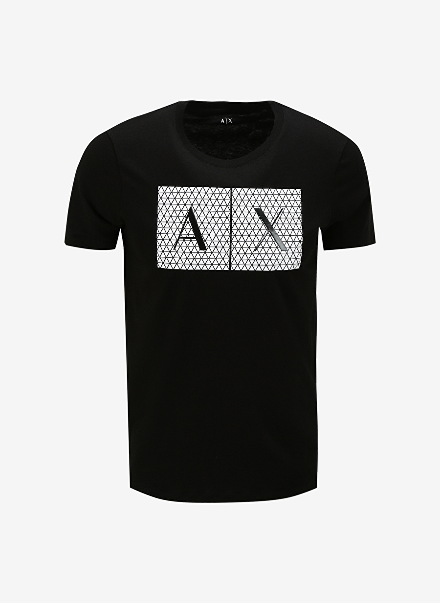 Armani Exchange Bisiklet Yaka Baskılı Siyah Erkek T-Shirt 8NZTCK 1200 BLACK