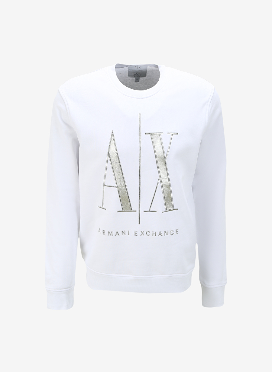 Armani Exchange Bisiklet Yaka Beyaz Erkek Sweatshırt 8NZMPQ 1100 WHITE