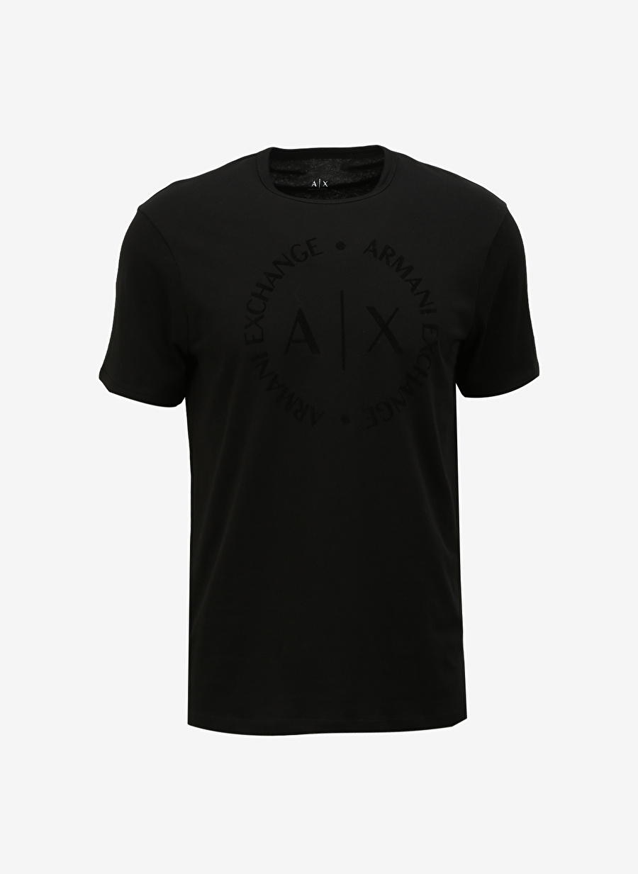 Armani Exchange Bisiklet Yaka Baskılı Siyah Erkek T-Shirt 8NZTCD 1200 BLACK