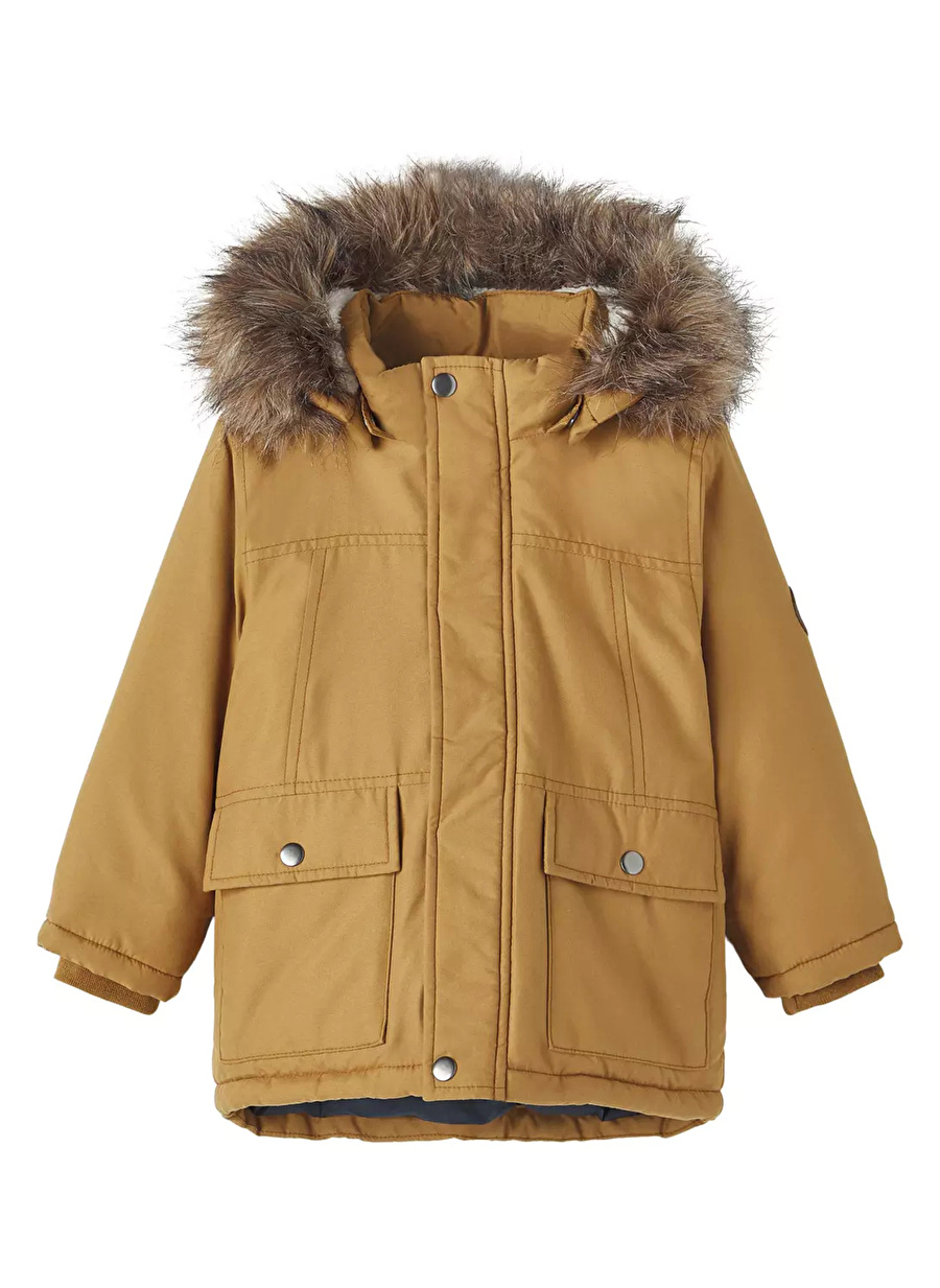 Name İt Kahve Erkek Bebek Kapüşonlu Normal Bel Kürklü Mont NMMMARLIN PARKA JACKET  PB