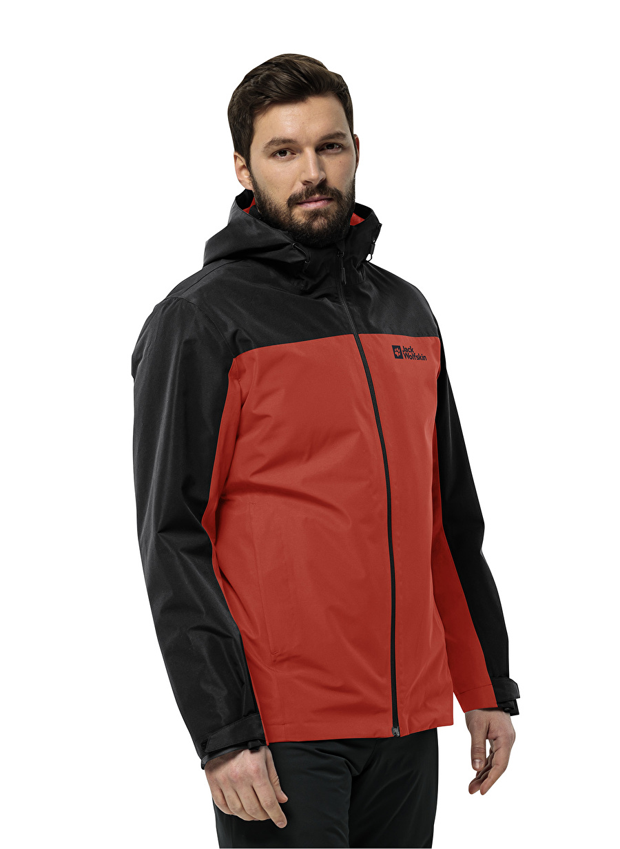 Jack Wolfskin Kırmızı Erkek Kapüşon Yaka Mont Taubenberg 3In1 Jkt M