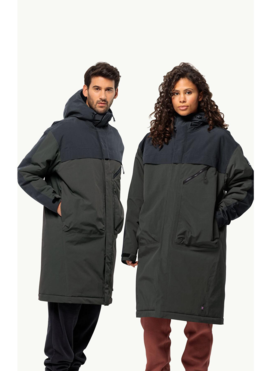 Jack Wolfskin Antrasit Erkek Kapüşon Yaka Parka Heumarkt 2L Parka