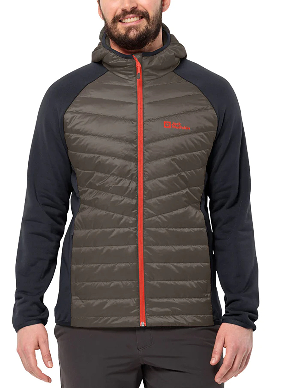 Jack Wolfskin Koyu Kahve Erkek Kapüşon Yaka Mont Routeburn Pro Hybrid