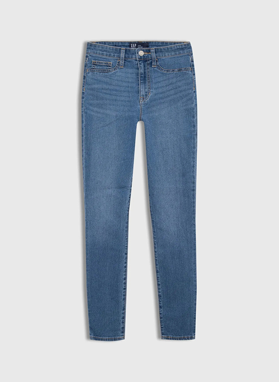 Gap Yüksek Bel Dar Paça Super Skinny İndigo Kadın Denim Pantolon 779223