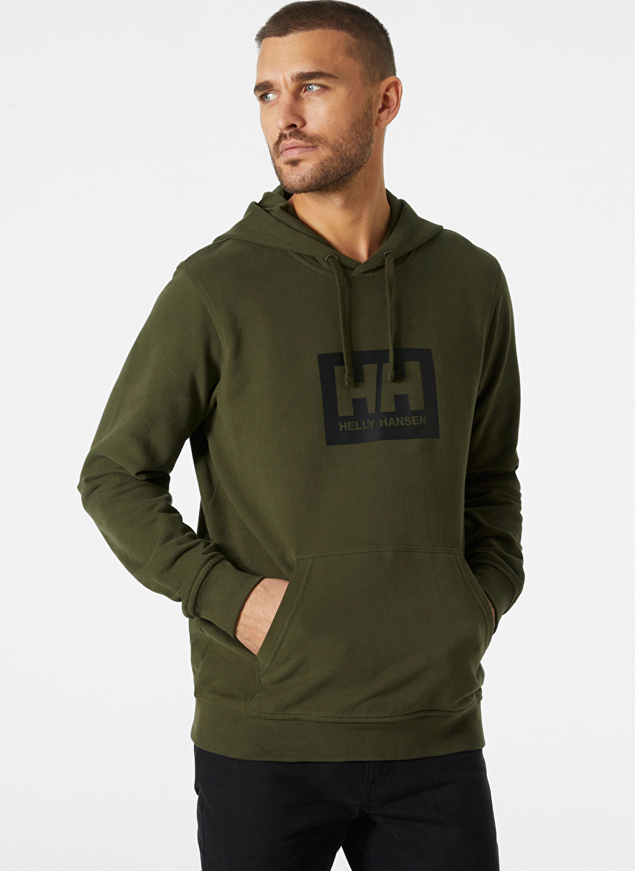 Helly Hansen Koyu Yeşil Erkek Kapüşonlu Sweatshirt HHA.53289_HELLY HANSEN BOX HOODIE K