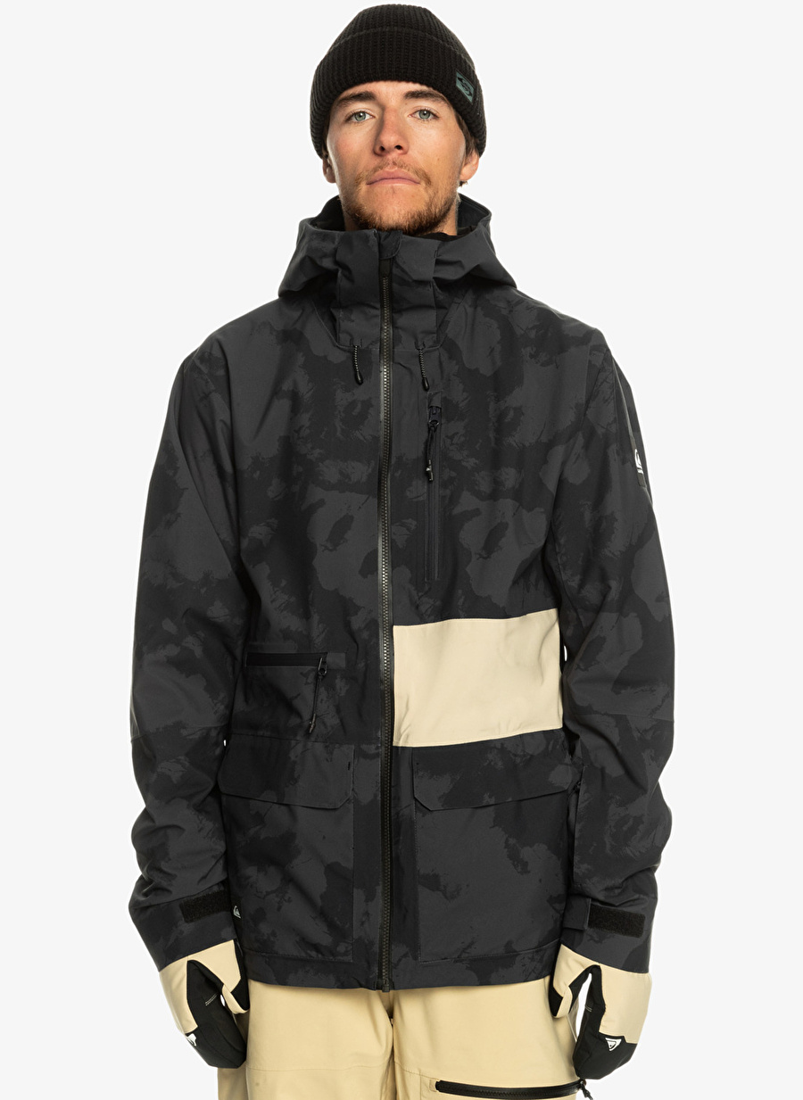 Quiksilver Siyah Erkek Kapüşon Yaka Regular Fit Waterproof Kayak Montu EQYTJ03413 S Carlson Stretch Quest