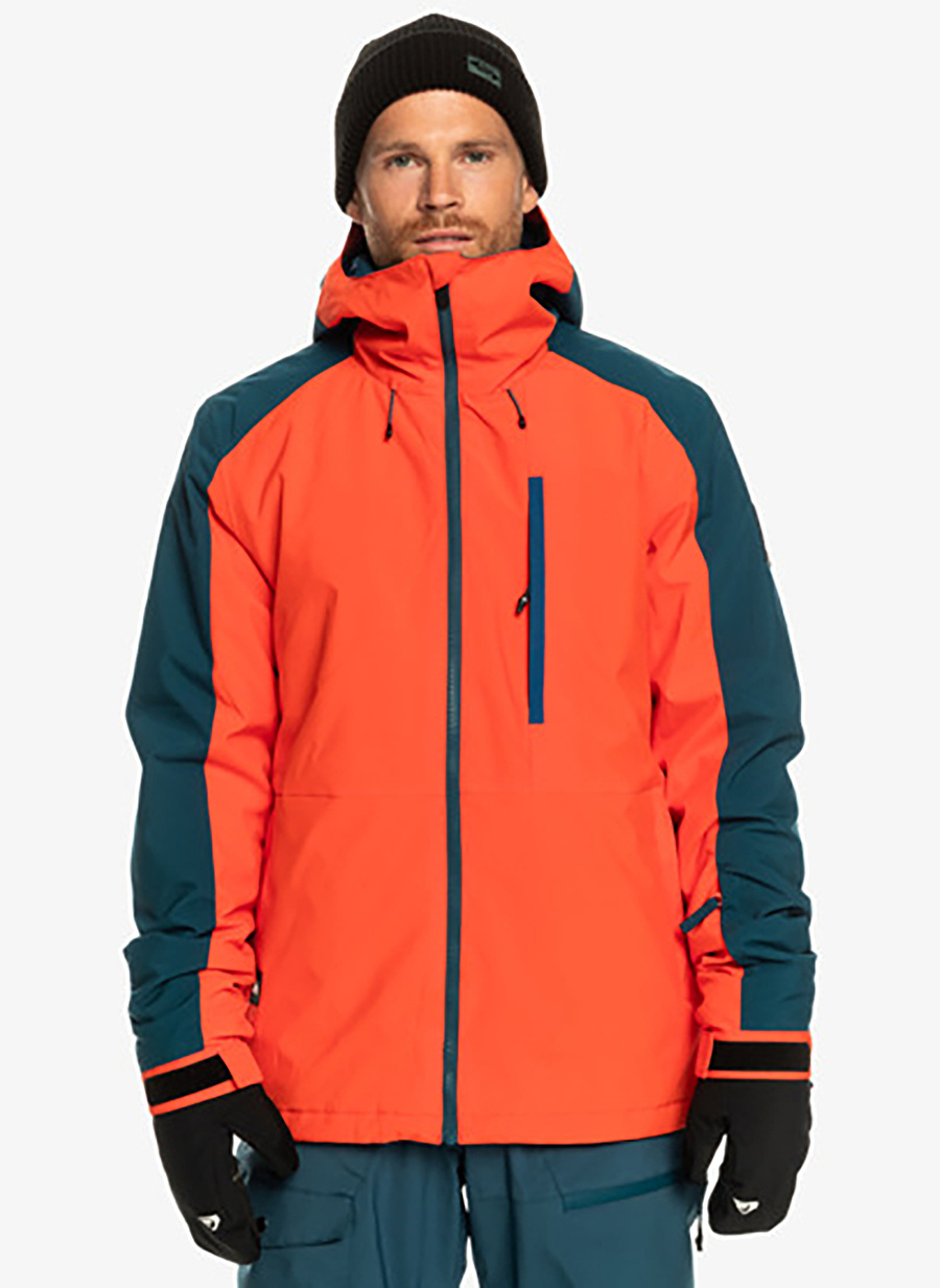 Quiksilver Turuncu Erkek Kapüşon Yaka Regular Fit Waterproof Kayak Montu EQYTJ03404 Mission Block Jk