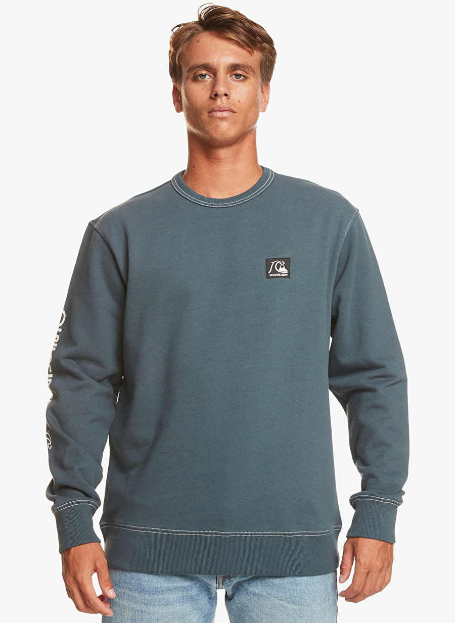 Quiksilver Mavi Erkek Dik Yaka Sweatshirt EQYFT04793 The Original Crew