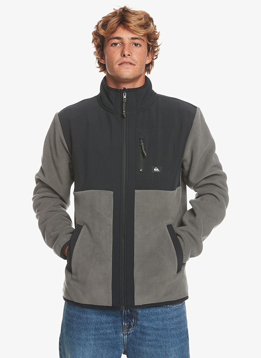 Quiksilver Gri Erkek Dik Yaka Polar Sweatshırt EQYFT04824 Fz Polar