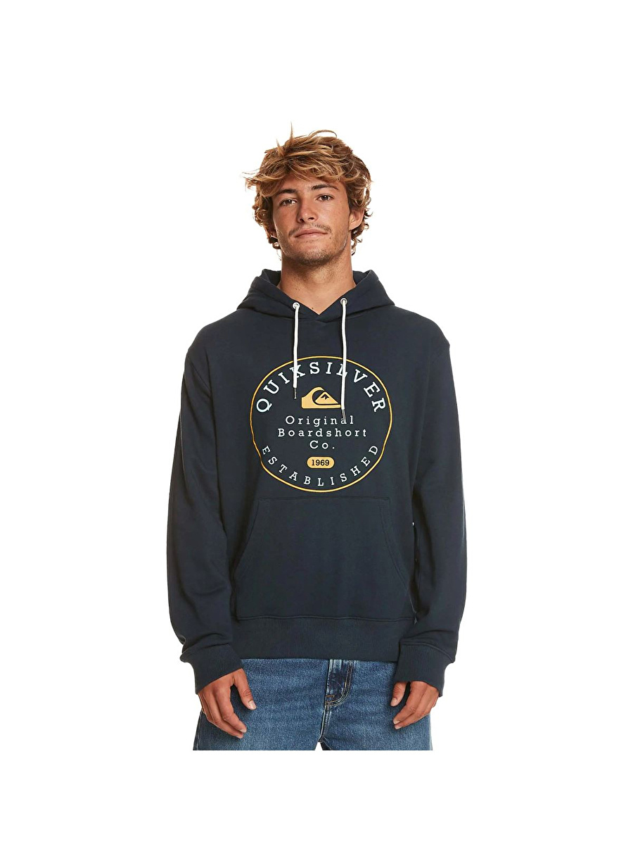 Quiksilver Lacivert Erkek Kapüşon Yaka Sweatshirt EQYSF03150 Circle Trim Hood